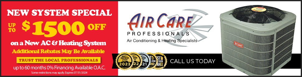 Up to $1500 off a new heating & air conditioning system.
