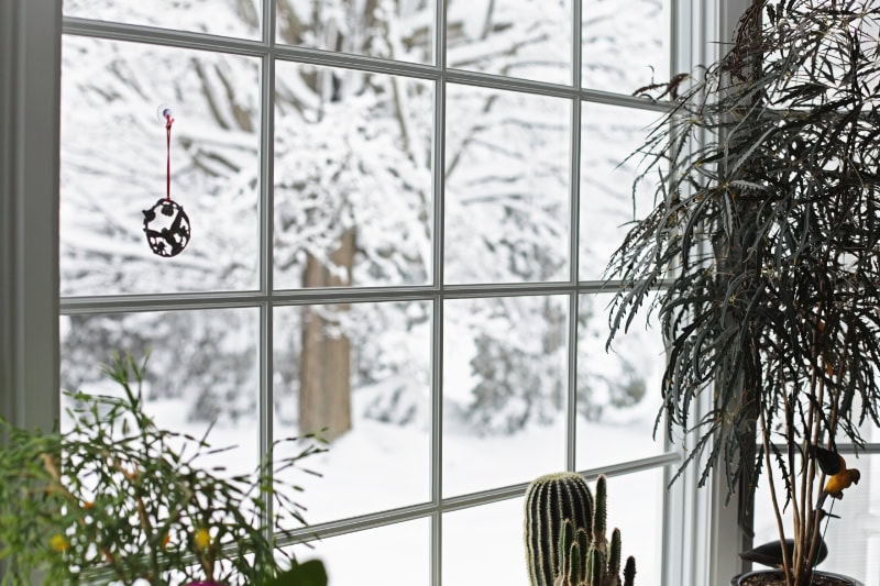 Serene Winter Blizzard Bay Window